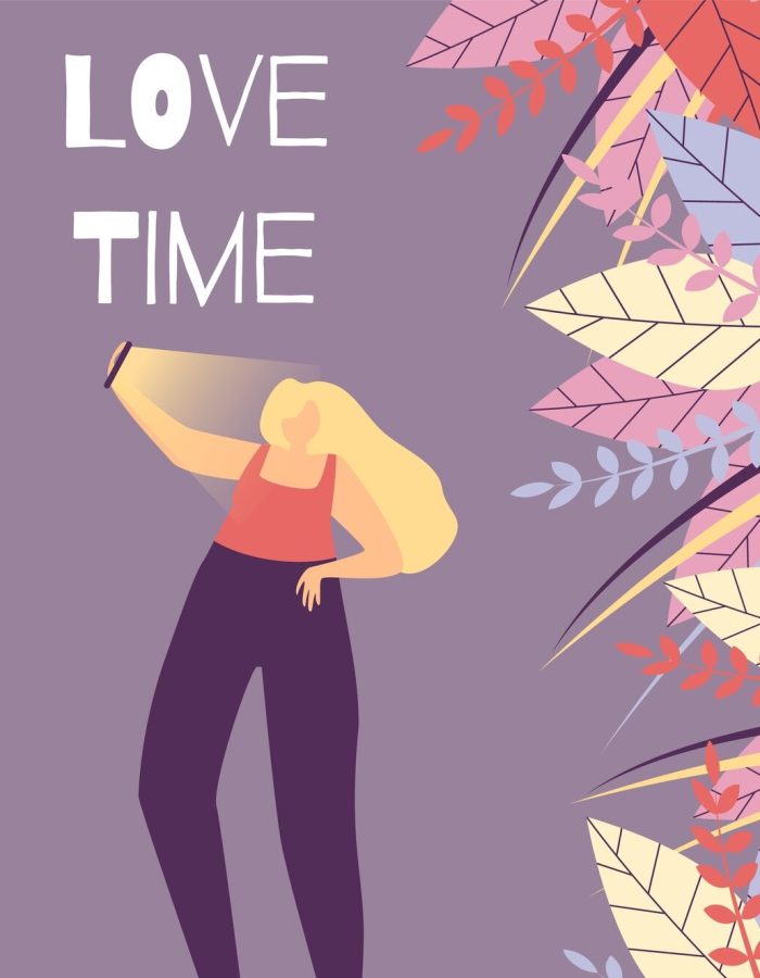 Love Time Flat Cartoon Woman Motivational Banner