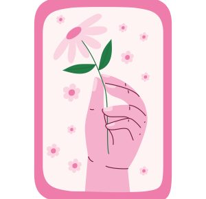 hand with a flower over white